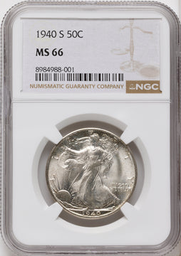 1940-S 50C Walking Liberty Half Dollar NGC MS66