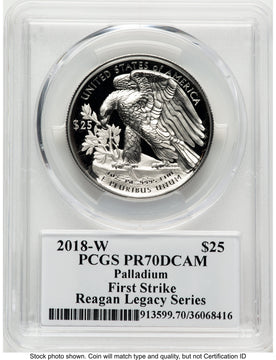2018-W Palladium Eagle 1 oz FS Reagan Legacy Series Michael Reagan Picture PCGS PR70