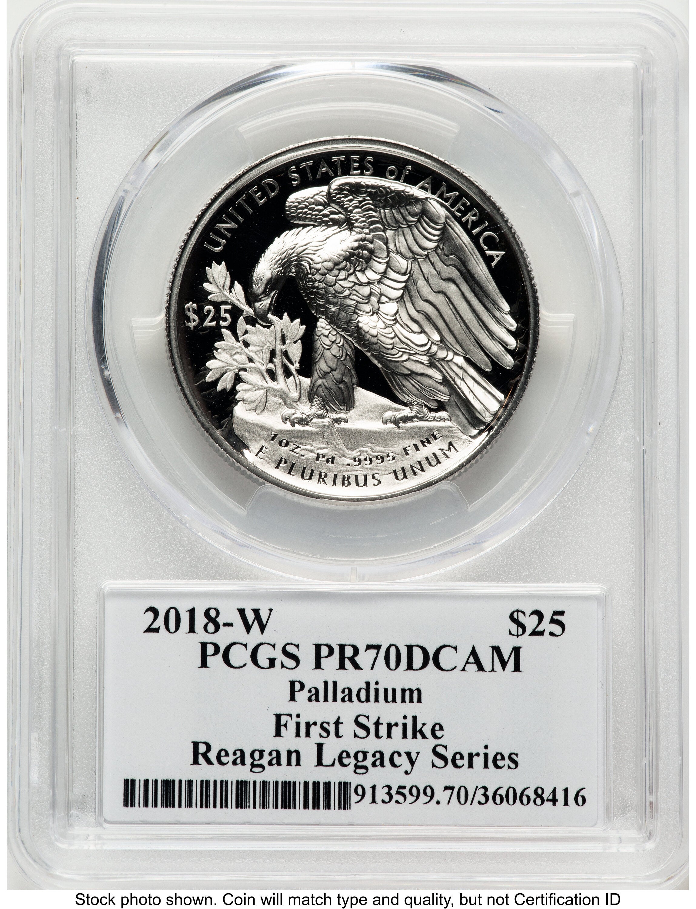 2018-W Palladium Eagle 1 oz FS Reagan Legacy Series Michael Reagan Picture PCGS PR70