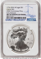 2026-W Enhanced Silver Eagle 1 oz ER Blue NGC MS70