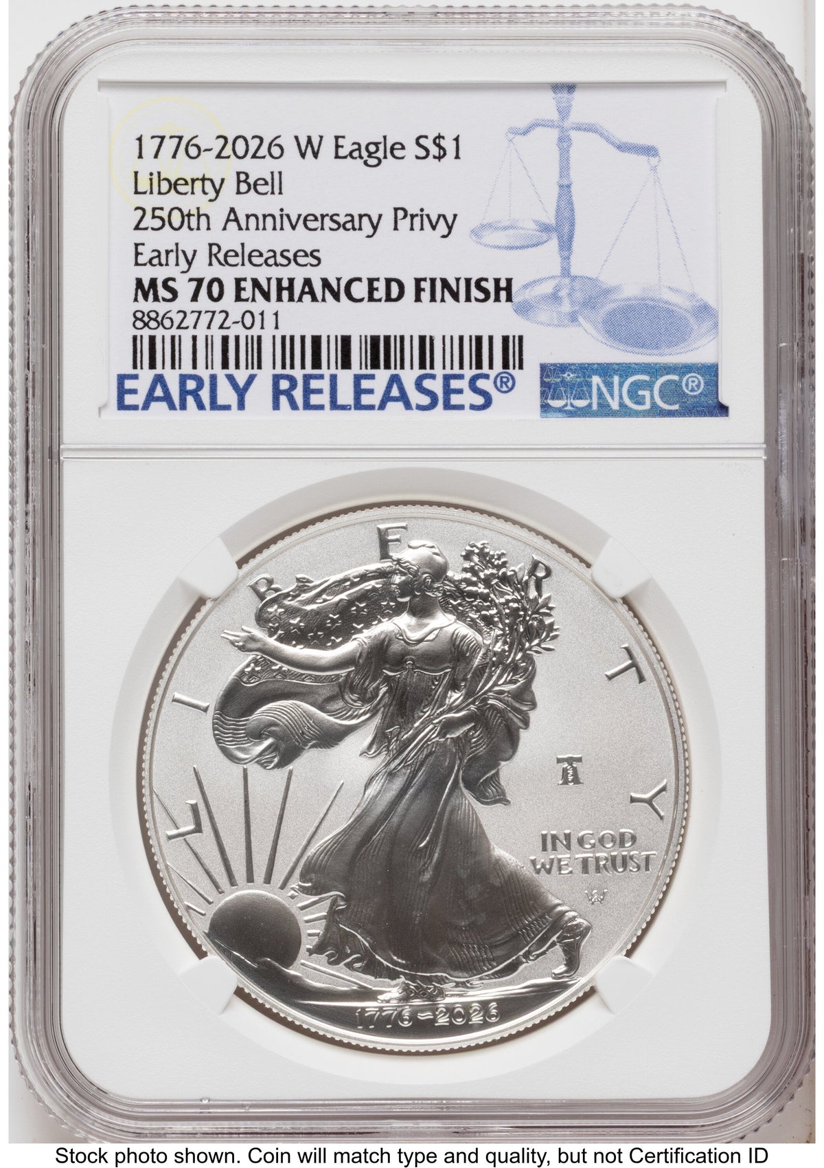 2026-W Enhanced Silver Eagle 1 oz ER Blue NGC MS70
