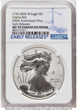 2026-W Enhanced Silver Eagle 1 oz ER Blue NGC MS70
