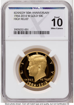 2014-W 50C Gold JFK 50th Anniversary X-Label NGC MS70
