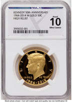 2014-W 50C Gold JFK 50th Anniversary X-Label NGC MS70