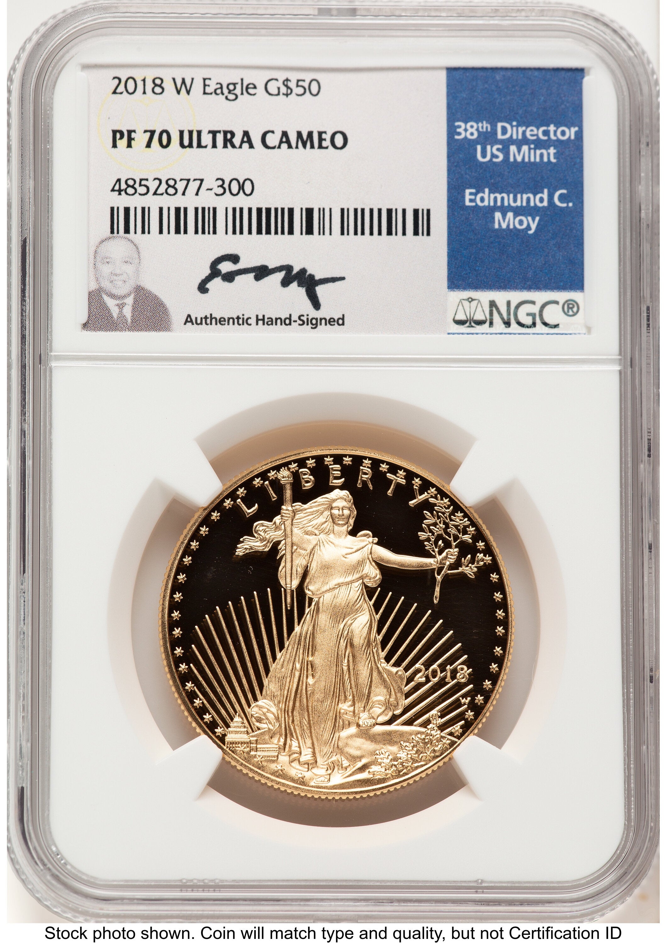 2018-W Proof Gold Eagle 1 oz NGC PF70 Ed Moy