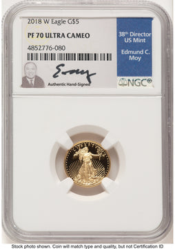 2018-W Proof Gold Eagle 1/10 oz NGC PF70 Ed Moy