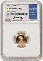 2018-W Proof Gold Eagle 1/10 oz NGC PF70 Ed Moy