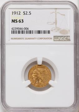 1912 $2.50 Indian Quarter Eagle NGC MS63