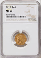 1912 $2.50 Indian Quarter Eagle NGC MS63