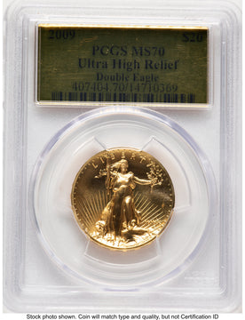 2009 G$20 Ultra High Relief Gold Foil PCGS MS70
