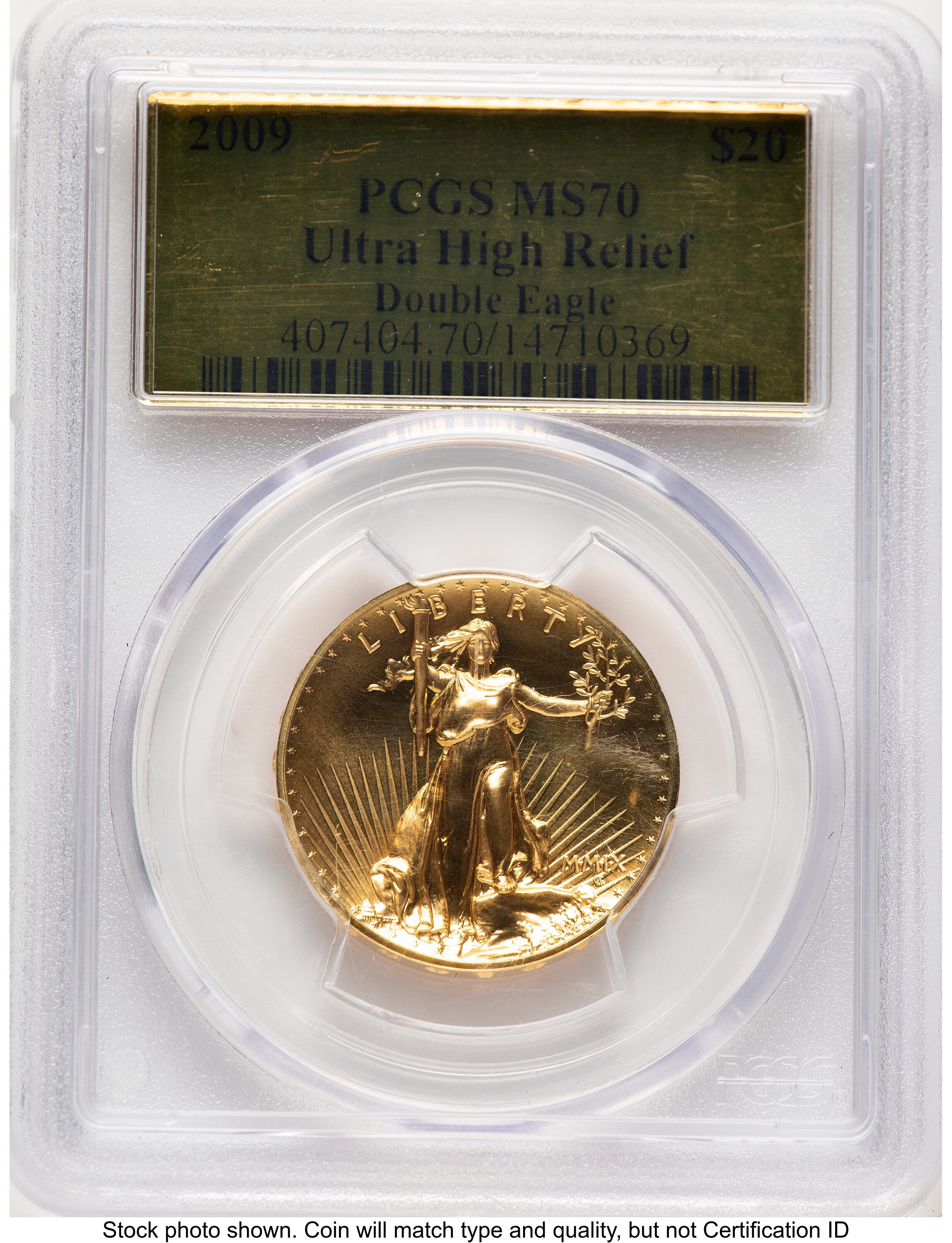 2009 G$20 Ultra High Relief Gold Foil PCGS MS70