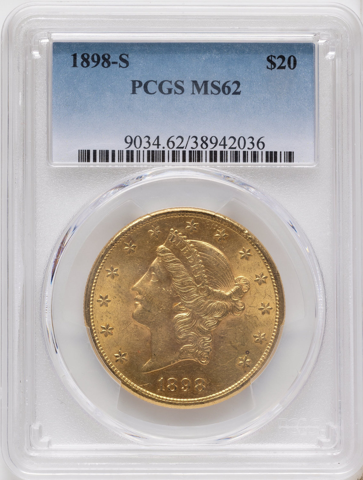 1898-S $20 Liberty Double Eagle PCGS MS62