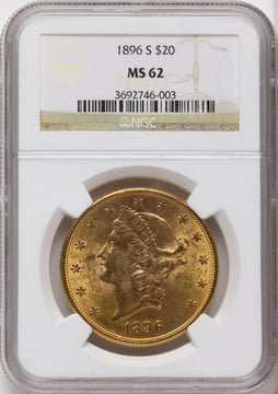 1896-S $20 Liberty Double Eagle NGC MS62