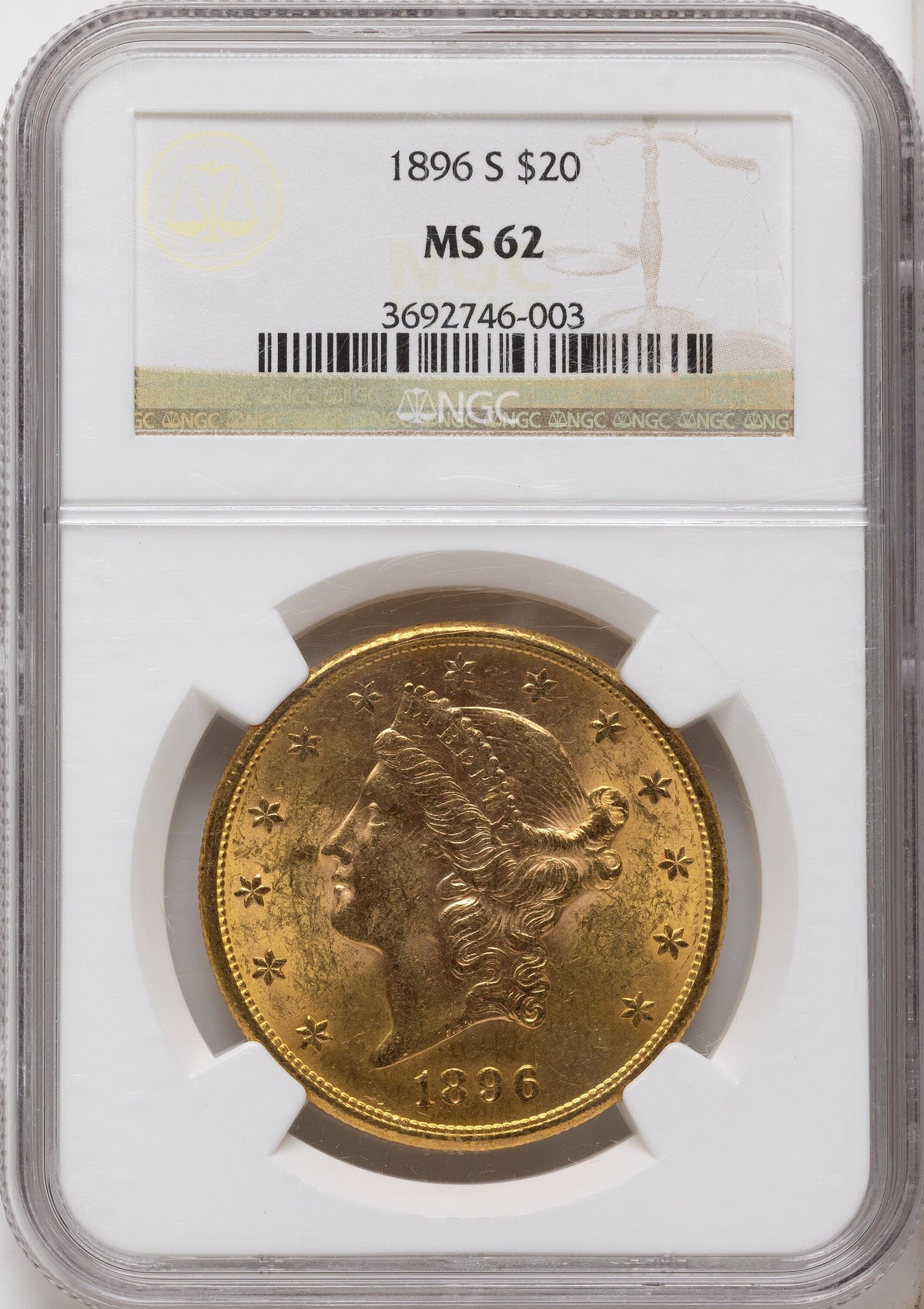 1896-S $20 Liberty Double Eagle NGC MS62