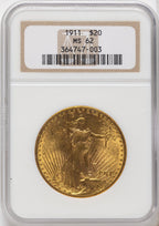 1911 $20 Saint-Gaudens Double Eagle NGC MS62