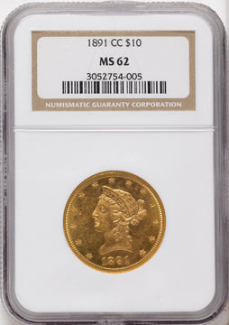 1891-CC $10 Liberty Eagle NGC MS62