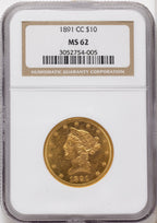 1891-CC $10 Liberty Eagle NGC MS62