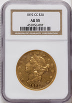 1892-CC $20 Liberty Double Eagle NGC AU55