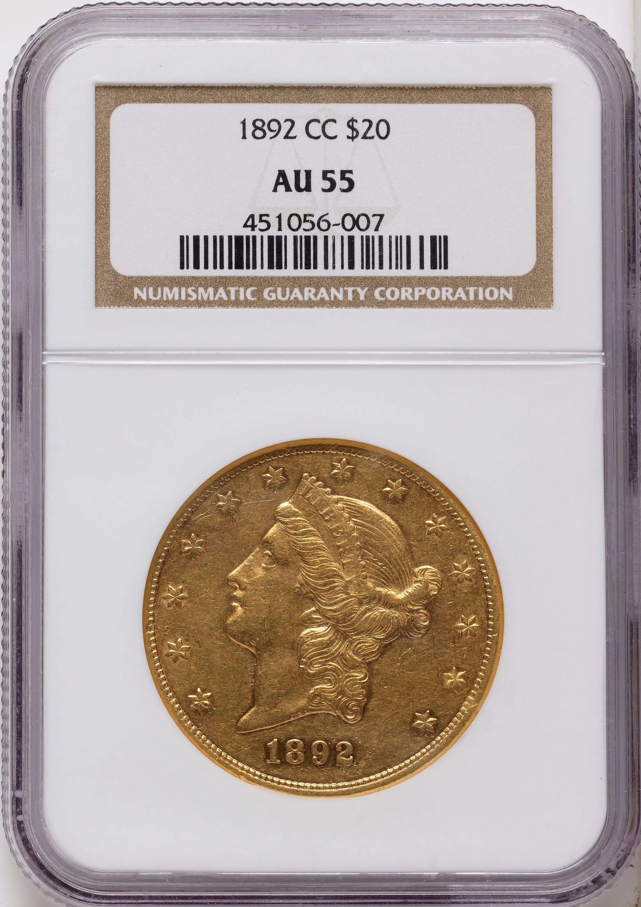 1892-CC $20 Liberty Double Eagle NGC AU55