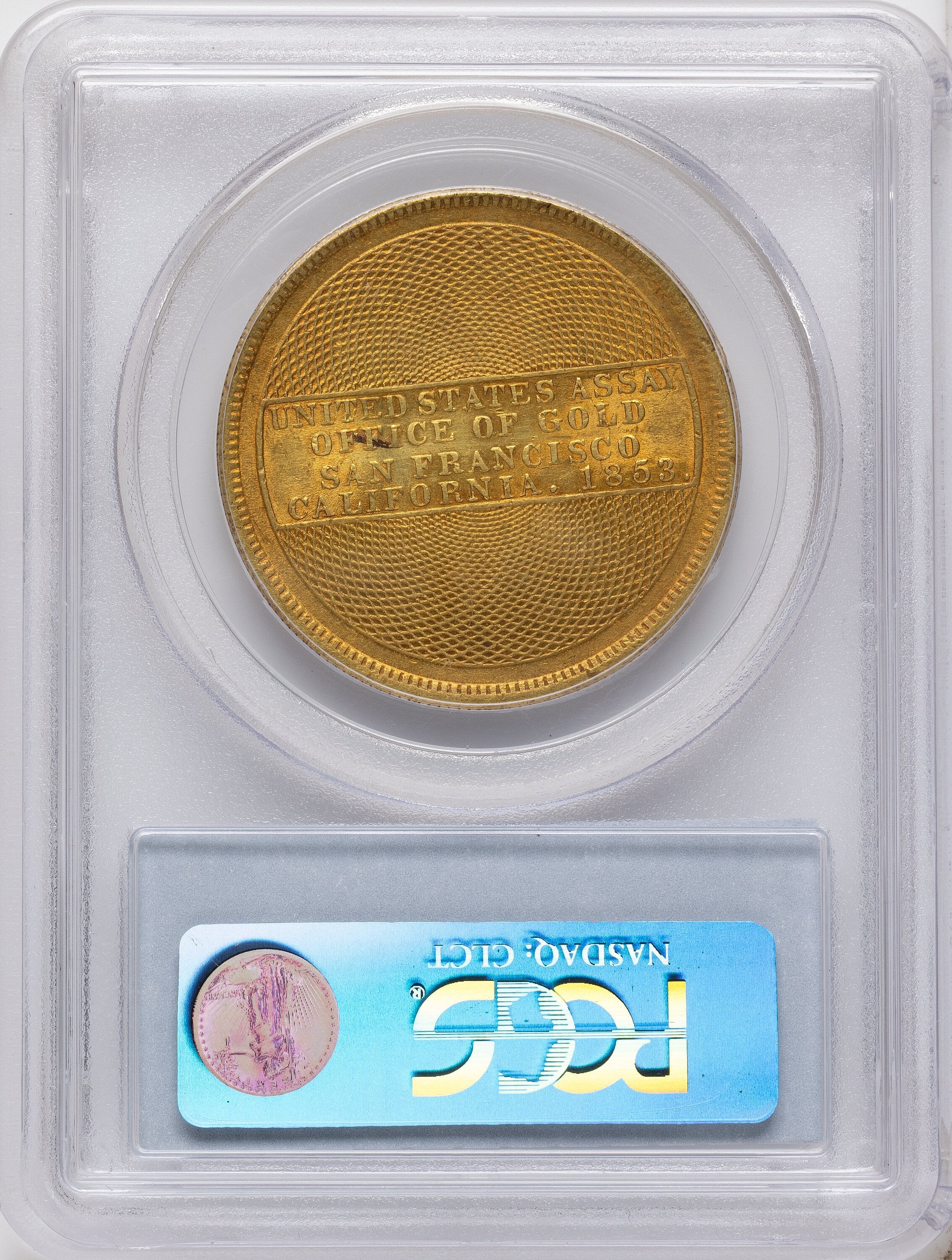 1853 $20 Assay Office 900 Thous. Territorial Gold PCGS AU55