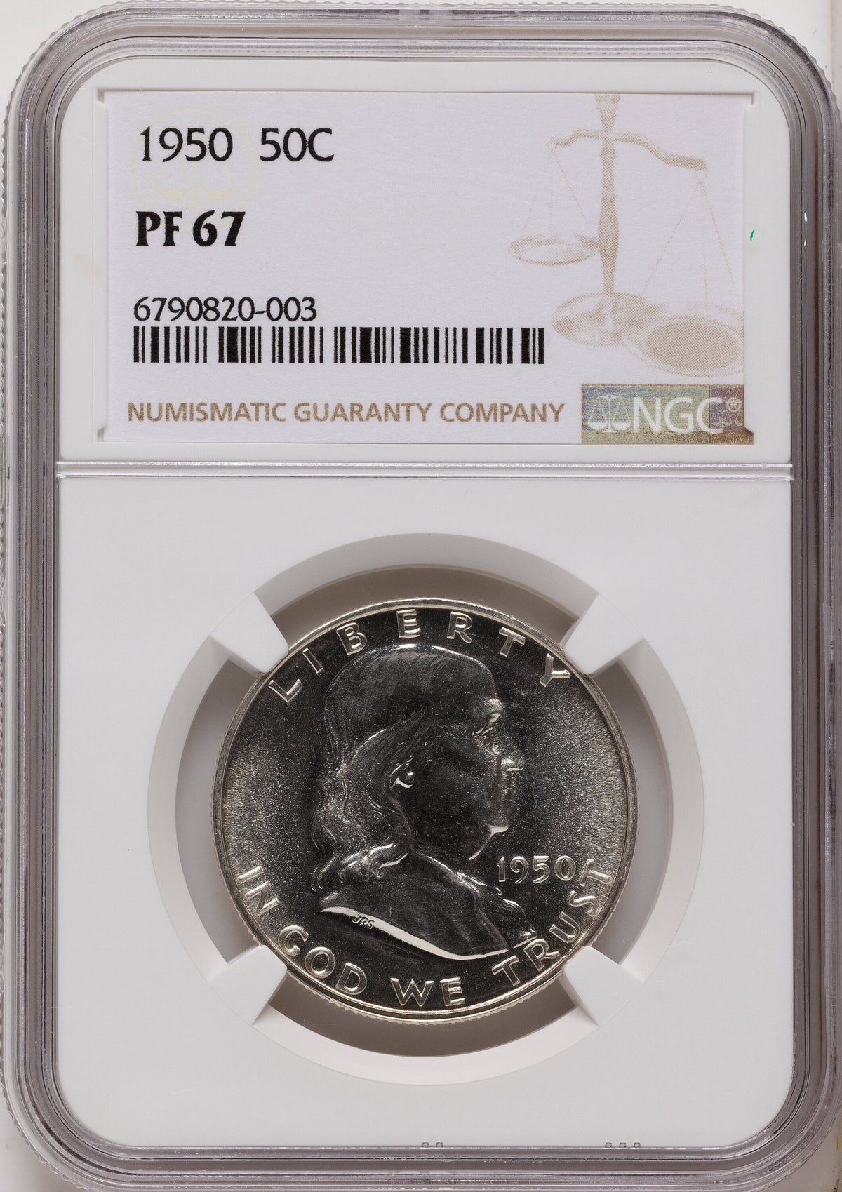 1950 50C Proof Franklin Half Dollar NGC PR67