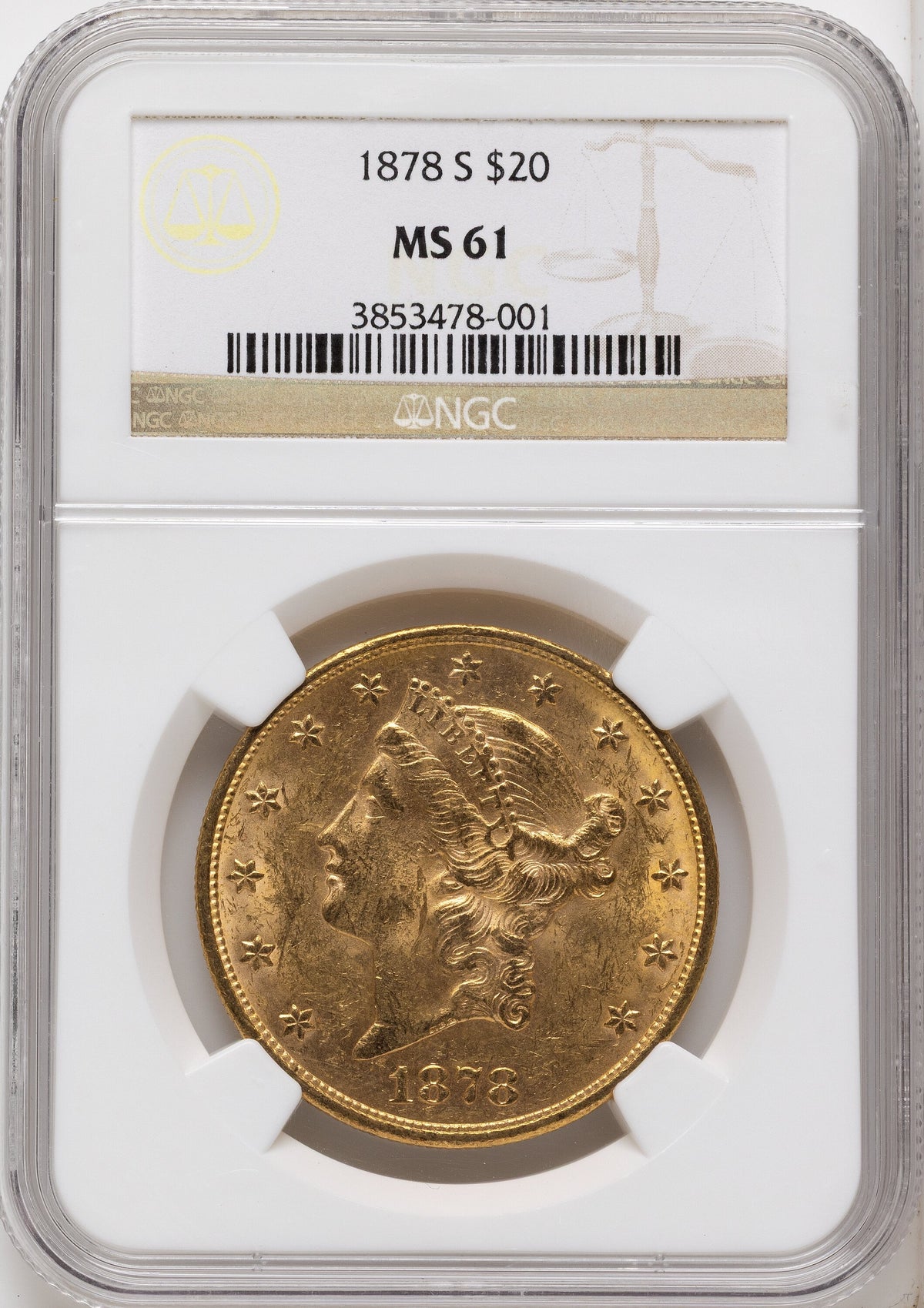 1878-S $20 Liberty Double Eagle NGC MS61