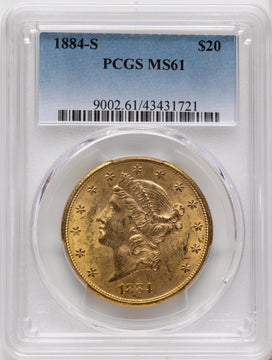 1884-S $20 Liberty Double Eagle PCGS MS61