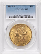 1888-S $20 Liberty Double Eagle PCGS MS62