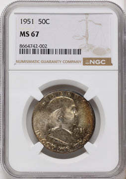 1951 50C Franklin Half Dollar NGC MS67