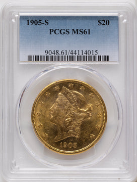 1905-S $20 Liberty Double Eagle PCGS MS61