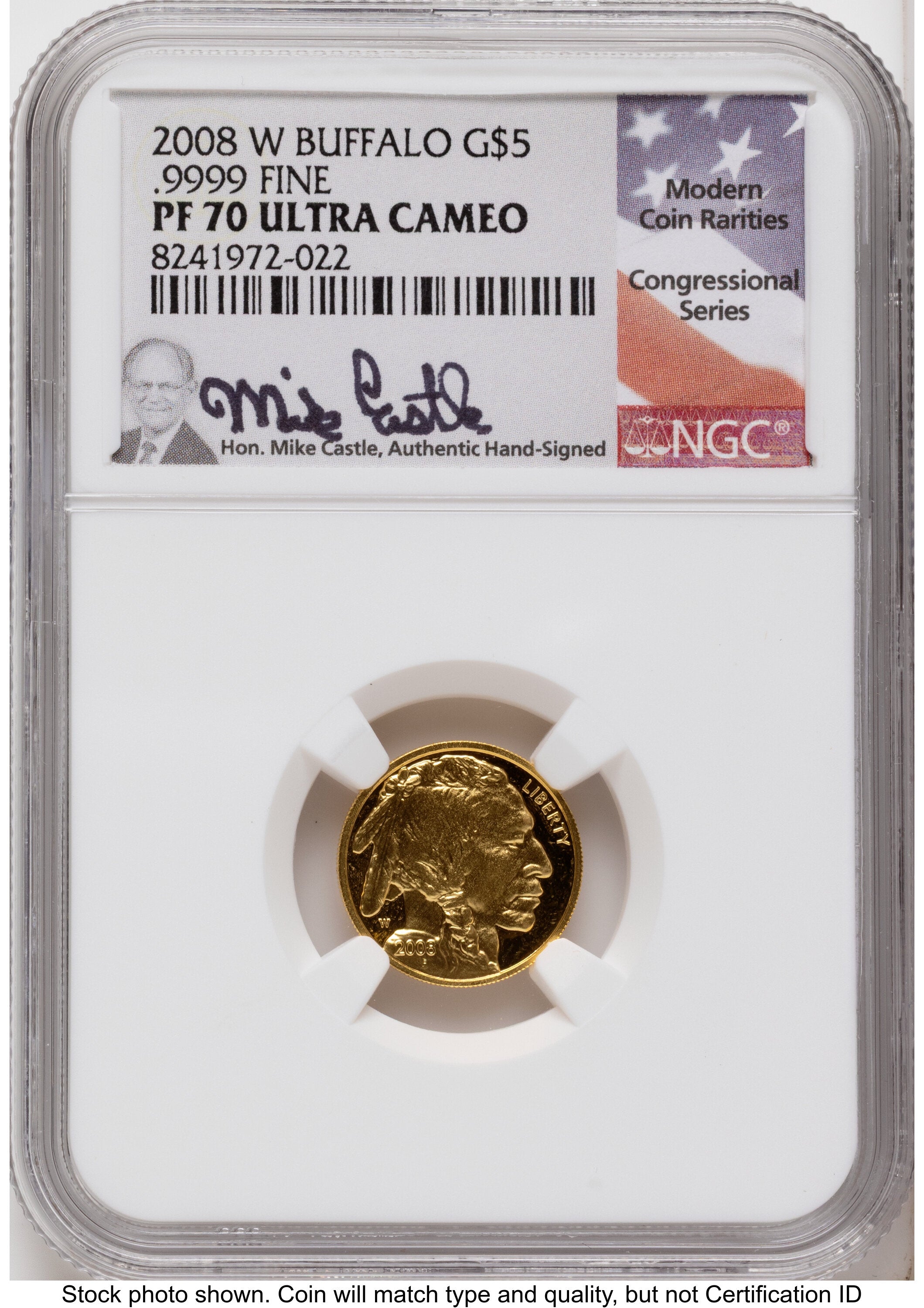 2008-W Proof Gold Buffalo 1.85 oz Mike Castle NGC PF70