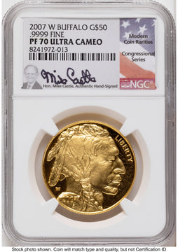 2007-W Proof Gold Buffalo 1 oz Mike Castle NGC PF70