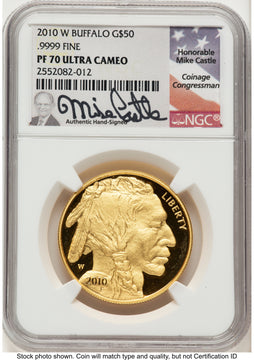 2010-W Proof Gold Buffalo 1 oz Mike Castle NGC PF70