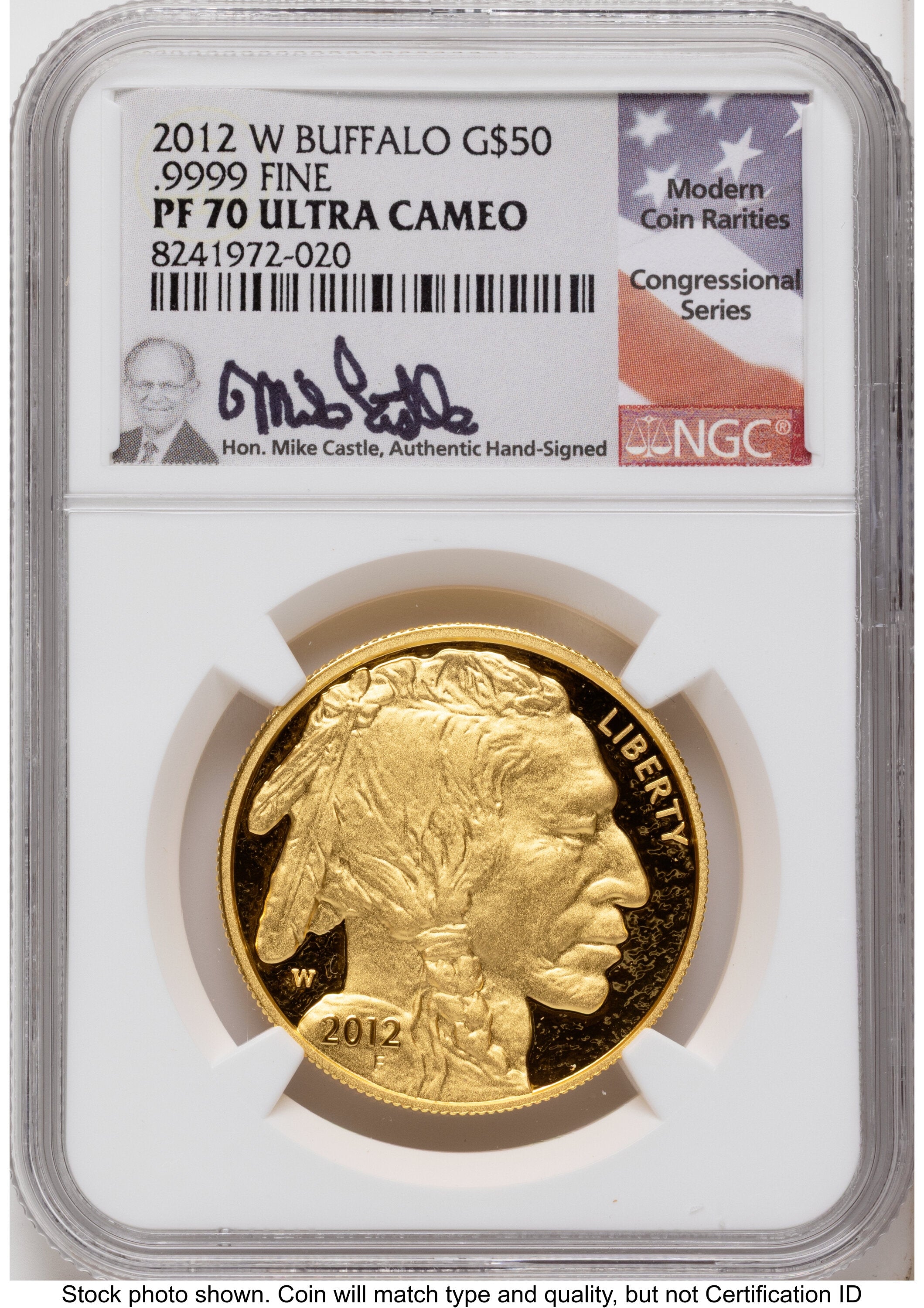 2012-W Proof Gold Buffalo 1 oz Mike Castle NGC PF70