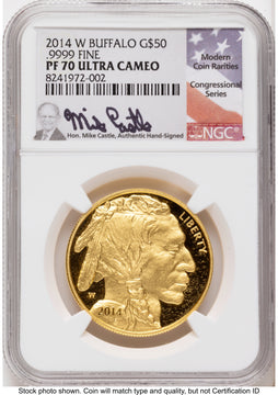2014-W Proof Gold Buffalo 1 oz Mike Castle NGC PF70