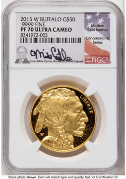 2015-W Proof Gold Buffalo 1 oz Mike Castle NGC PF70