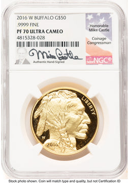2016-W Proof Gold Buffalo 1 oz Mike Castle NGC PF70