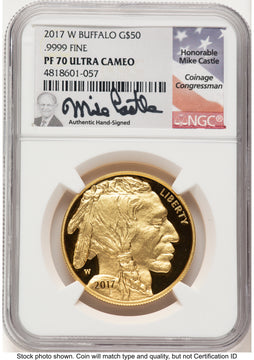 2017-W Proof Gold Buffalo 1 oz Mike Castle NGC PF70