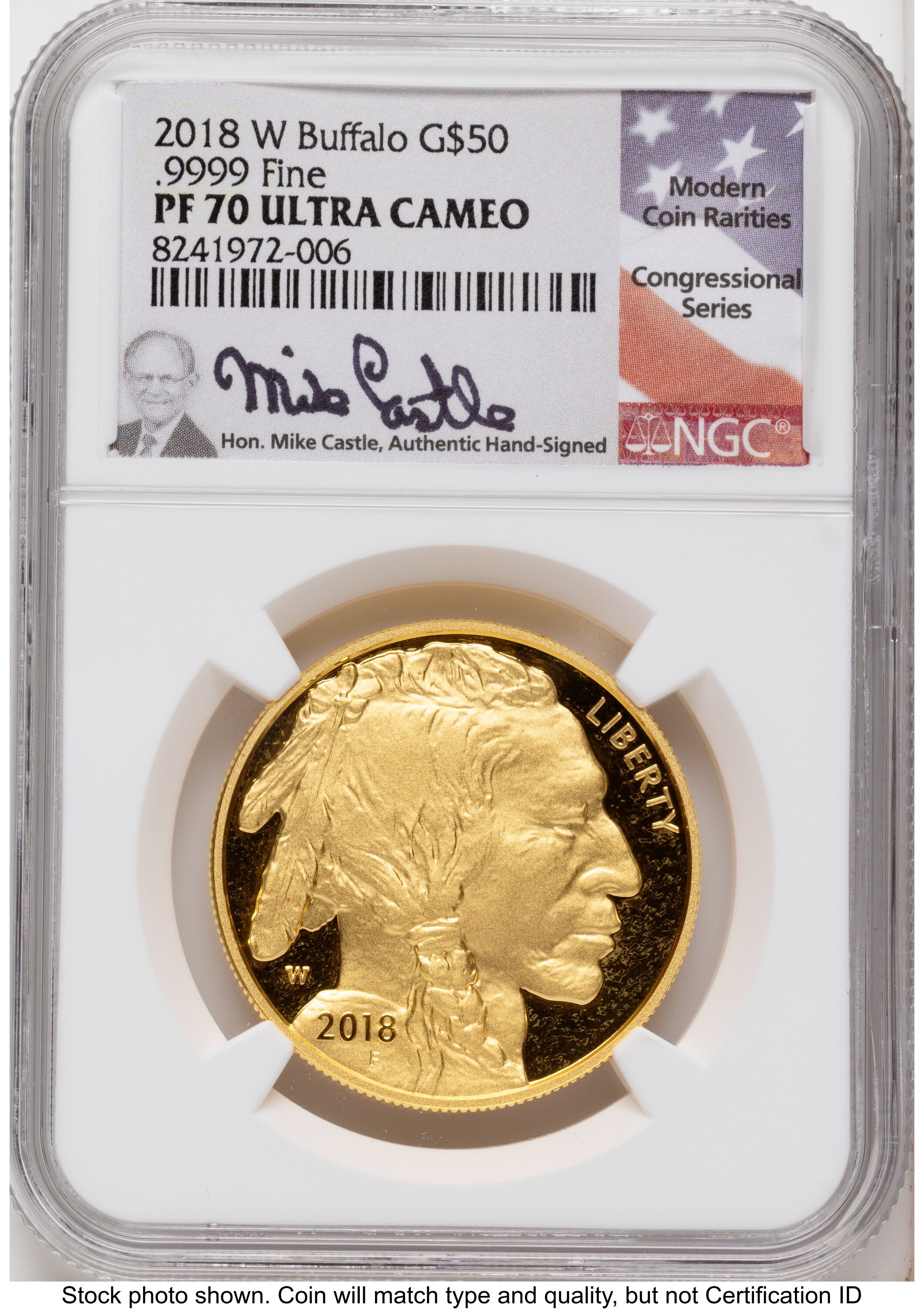 2018-W Proof Gold Buffalo 1 oz Mike Castle NGC PF70