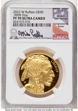 2022-W Proof Gold Buffalo 1 oz Mike Castle NGC PF70