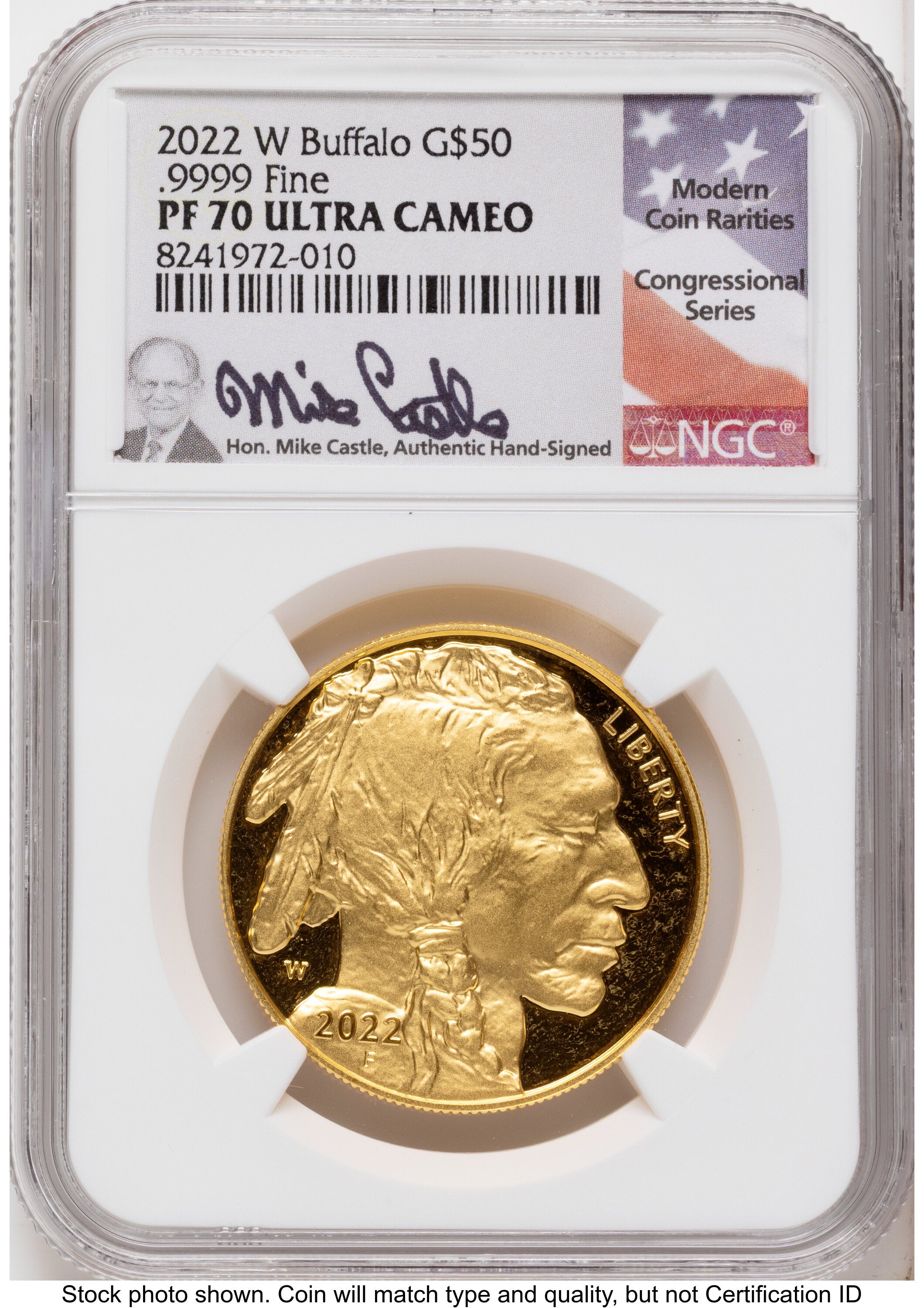 2022-W Proof Gold Buffalo 1 oz Mike Castle NGC PF70