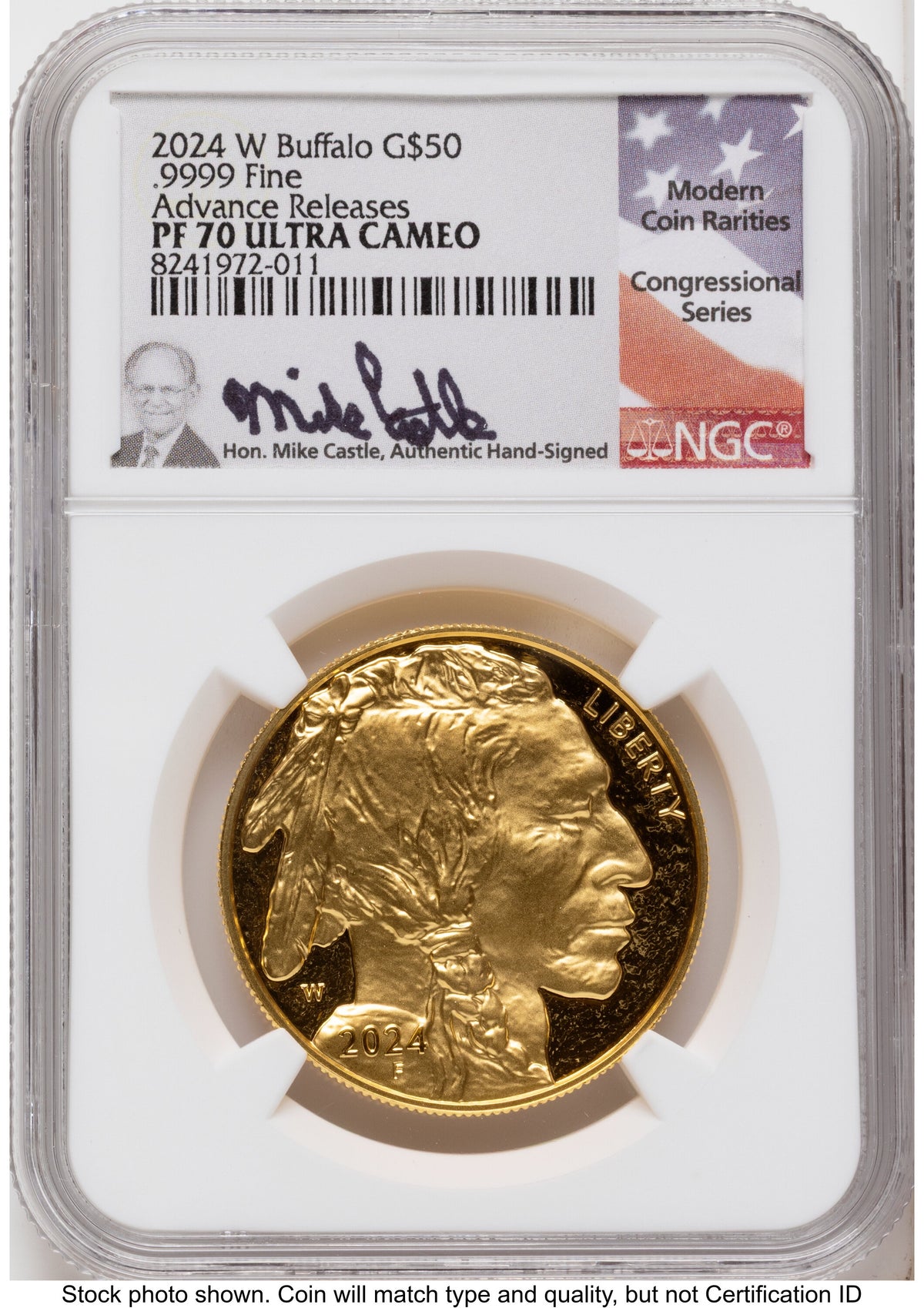 2024-W Proof Gold Buffalo 1 oz AR Mike Castle NGC PF70