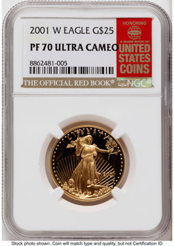 2001-W Proof Gold Eagle 1/2 oz Red Book NGC PF70