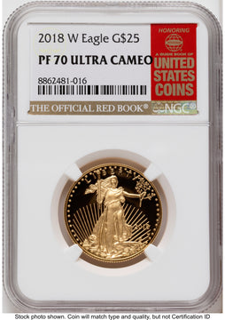 2018-W Proof Gold Eagle 1/2 oz Red Book NGC PF70