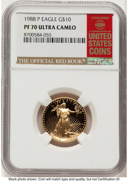 1988-P Proof Gold Eagle 1/4 oz Red Book NGC PF70