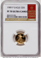 1989-P Proof Gold Eagle 1/10 oz Red Book NGC PF70