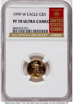 1999-W Proof Gold Eagle 1/10 oz Red Book NGC PF70