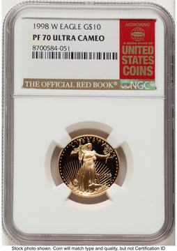 1998-W Proof Gold Eagle 1/4 oz Red Book NGC PF70