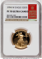 1994-W Proof Gold Eagle 1/2 oz Red Book NGC PF70