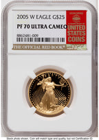 2005-W Proof Gold Eagle 1/2 oz Red Book NGC PF70